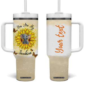 You Are My Sunshine Elephant Sunflower Tumbler With Handle Personalized TS04 One Size: 40 oz Multicolor Print Your Wear