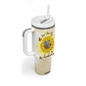 You Are My Sunshine Elephant Sunflower Tumbler With Handle Personalized TS04 Print Your Wear