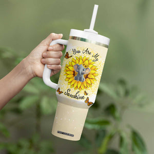 You Are My Sunshine Elephant Sunflower Tumbler With Handle Personalized TS04 Print Your Wear
