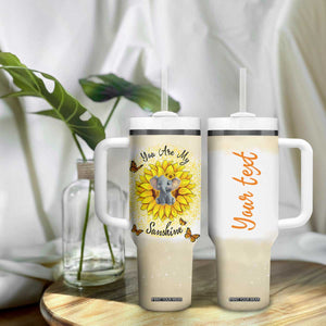 You Are My Sunshine Elephant Sunflower Tumbler With Handle Personalized TS04 Print Your Wear