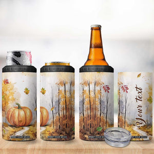 Pumpkin Autumn Leaves Personalized 4 in 1 Can Cooler Tumbler TS04 Print Your Wear