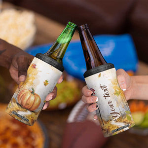 Pumpkin Autumn Leaves Personalized 4 in 1 Can Cooler Tumbler TS04 Print Your Wear