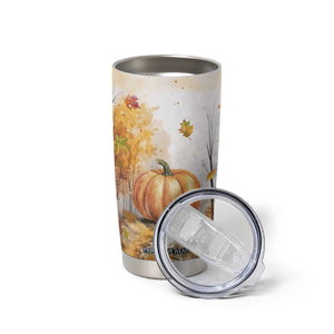Pumpkin Autumn Leaves Personalized Tumbler Cup TS04 Print Your Wear