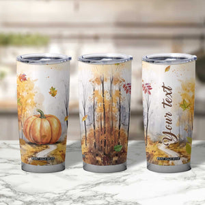 Pumpkin Autumn Leaves Personalized Tumbler Cup TS04 Print Your Wear