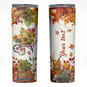 Autumn Pumpkins In The Wheelbarrow Personalized Skinny Tumbler TS04 Multicolor Print Your Wear