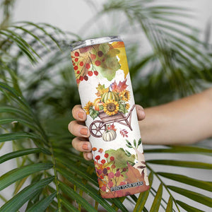 Autumn Pumpkins In The Wheelbarrow Personalized Skinny Tumbler TS04 Print Your Wear