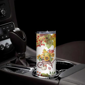 Autumn Pumpkins In The Wheelbarrow Personalized Skinny Tumbler TS04 Print Your Wear