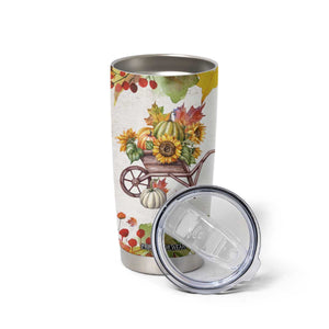 Autumn Pumpkins In The Wheelbarrow Personalized Tumbler Cup TS04 Print Your Wear