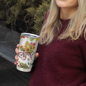 Autumn Pumpkins In The Wheelbarrow Personalized Tumbler Cup TS04 Print Your Wear