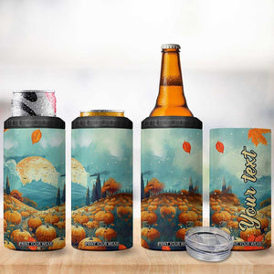 Autumn Pumpkin Field Personalized 4 in 1 Can Cooler Tumbler TS04 Print Your Wear