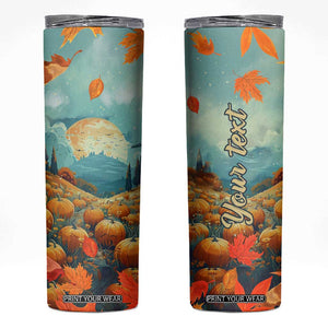Autumn Pumpkin Field Personalized Skinny Tumbler TS04 Multicolor Print Your Wear