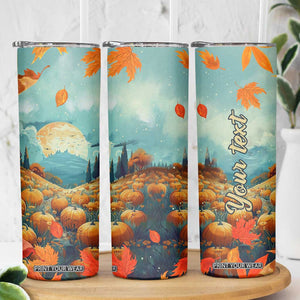Autumn Pumpkin Field Personalized Skinny Tumbler TS04 Print Your Wear