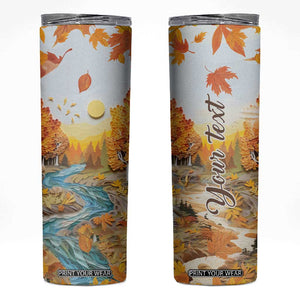 Autumn Leaves Quilling Art Personalized Skinny Tumbler TS04 Multicolor Print Your Wear