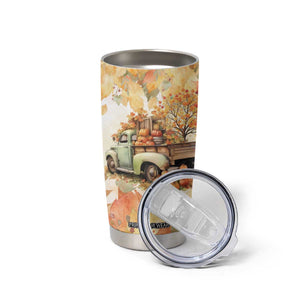 Pumkins Truck - Autumn Leaves Watercolor Personalized Tumbler Cup TS04 Print Your Wear
