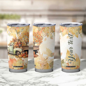 Pumkins Truck - Autumn Leaves Watercolor Personalized Tumbler Cup TS04 Print Your Wear
