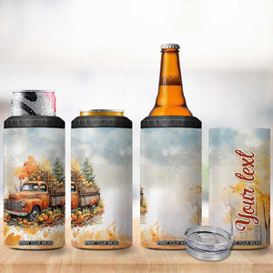 Autumn - Pumkin Truck and Leaves Personalized 4 in 1 Can Cooler Tumbler TS04 Print Your Wear