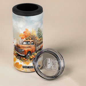 Autumn - Pumkin Truck and Leaves Personalized 4 in 1 Can Cooler Tumbler TS04 Print Your Wear