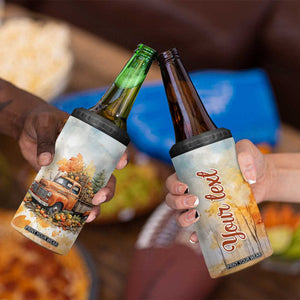 Autumn - Pumkin Truck and Leaves Personalized 4 in 1 Can Cooler Tumbler TS04 Print Your Wear