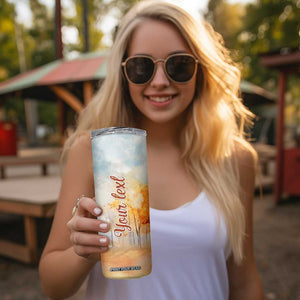 Autumn - Pumkin Truck and Leaves Personalized Skinny Tumbler TS04 Print Your Wear