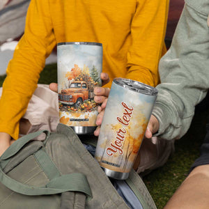 Autumn - Pumkin Truck and Leaves Personalized Tumbler Cup TS04 Print Your Wear