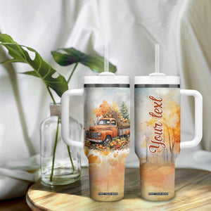 Autumn - Pumkin Truck and Leaves Personalized Tumbler With Handle TS04 Print Your Wear
