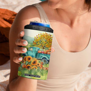 Autumn Sunflower - Pumpkin Truck Personalized 4 in 1 Can Cooler Tumbler TS04 Print Your Wear