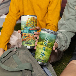 Autumn Sunflower - Pumpkin Truck Personalized Tumbler Cup TS04 Print Your Wear