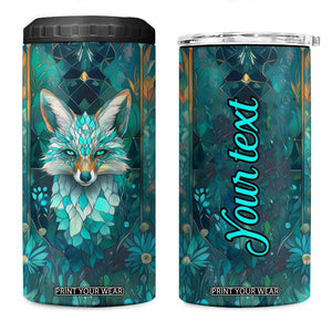 Fox Aquamarine Crystal Mosaic 4 in 1 Can Cooler Tumbler Personalized TS04 One Size: 16 oz Multicolor Print Your Wear