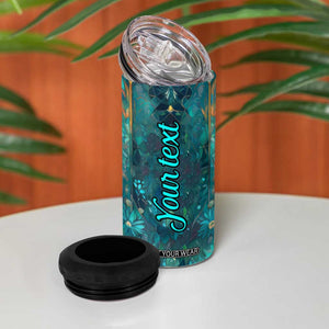 Fox Aquamarine Crystal Mosaic 4 in 1 Can Cooler Tumbler Personalized TS04 Print Your Wear