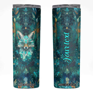Fox Aquamarine Crystal Mosaic Skinny Tumbler Personalized TS04 Multicolor Print Your Wear