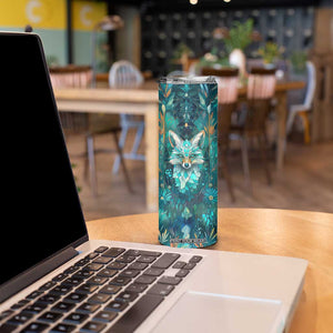Fox Aquamarine Crystal Mosaic Skinny Tumbler Personalized TS04 Print Your Wear
