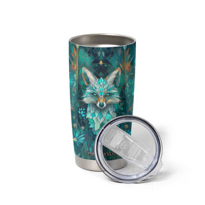 Fox Aquamarine Crystal Mosaic Tumbler Cup Personalized TS04 Print Your Wear