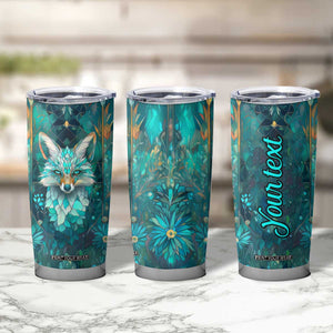 Fox Aquamarine Crystal Mosaic Tumbler Cup Personalized TS04 Print Your Wear