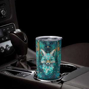 Fox Aquamarine Crystal Mosaic Tumbler Cup Personalized TS04 Print Your Wear