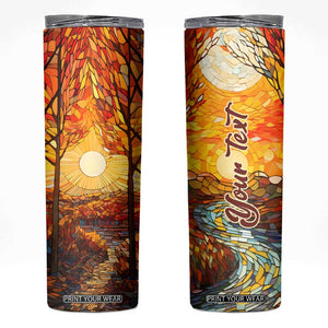 Autumn Leaves Crystal Mosaic Personalized Skinny Tumbler TS04 Multicolor Print Your Wear