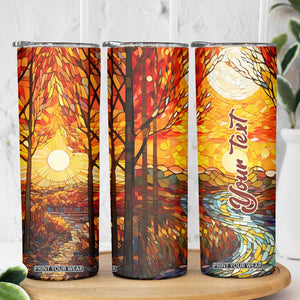 Autumn Leaves Crystal Mosaic Personalized Skinny Tumbler TS04 Print Your Wear
