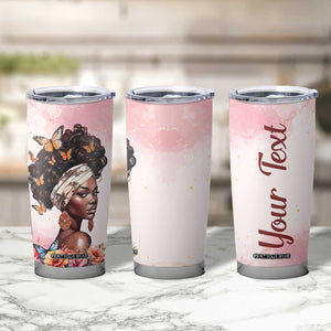 Black Woman Butterfly Tumbler Cup Personalized TS04 Print Your Wear