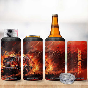 Fire Truck 4 in 1 Can Cooler Tumbler Personalized TS04 Print Your Wear