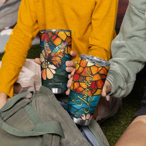 Butterfly Colorful Crystal Mosaic Tumbler Cup Personalized TS04 Print Your Wear