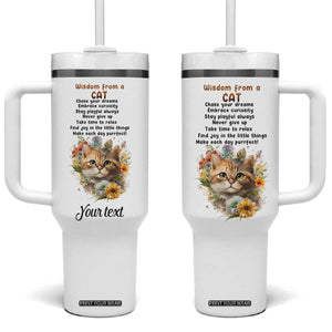 Wisdom From A Cat Tumbler With Handle Personalized TS04 One Size: 40 oz Multicolor Print Your Wear