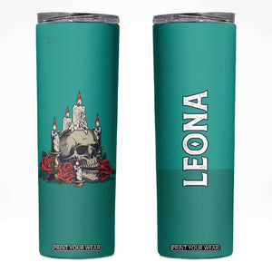 Retro Skull With Candles and Roses Skinny Tumbler Personalized TS04 Multicolor Print Your Wear