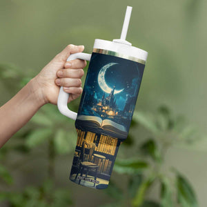 Book Opens New World Tumbler With Handle Personalized TS04 Print Your Wear