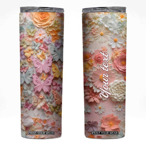 Colorful Butterfly Plaster Carving Skinny Tumbler Personalized TS04 Multicolor Print Your Wear