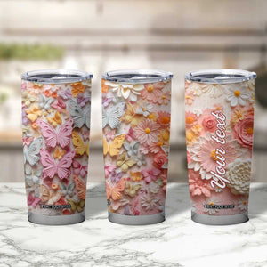 Colorful Butterfly Plaster Carving Tumbler Cup Personalized TS04 Print Your Wear