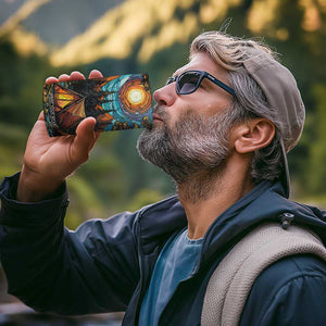 Camping Stained Glass 4 in 1 Can Cooler Tumbler Personalized TS04 Print Your Wear