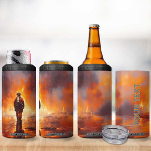 Firefighter Walking Through Fire 4 in 1 Can Cooler Tumbler Personalized TS04 Print Your Wear