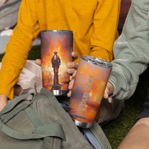 Firefighter Walking Through Fire Tumbler Cup Personalized TS04 Print Your Wear