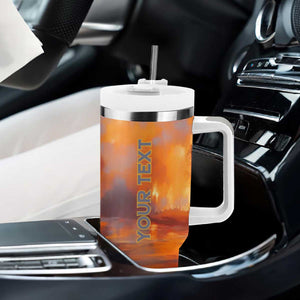 Firefighter Walking Through Fire Tumbler With Handle Personalized TS04 Print Your Wear
