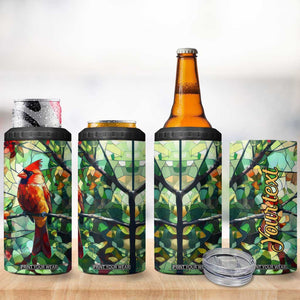 Cardinal Stained Glass Style 4 in 1 Can Cooler Tumbler Personalized TS04 Print Your Wear