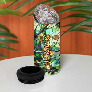 Cardinal Stained Glass Style 4 in 1 Can Cooler Tumbler Personalized TS04 Print Your Wear